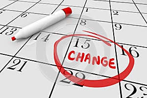 Change Day Date Major Shift Different Plan Calendar 3d Illustration