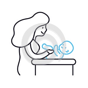 change a diaper line icon, outline symbol, vector illustration, concept sign