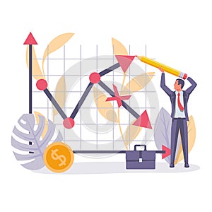 Change the direction of the falling chart. Growth graph concept