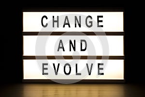 Change and evolve light box sign board