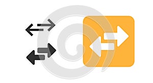 Change exchange icon arrows simple vector graphic, transfer swap switch logo symbol pictogram button yellow orange black white,