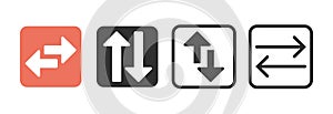Change exchange sort order arrows icon set ui element graphic simple button, transfer swap filter sign, switch replace black white photo