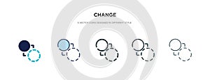Change icon in different style vector illustration. two colored and black change vector icons designed in filled, outline, line