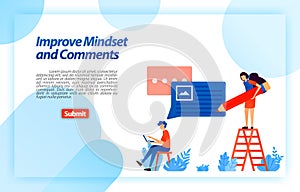 Change and improve user`s mindset and comments in using service to get better advice, feedback and support from user. vector illu