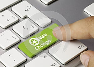 Change - Inscription on Green Keyboard Key