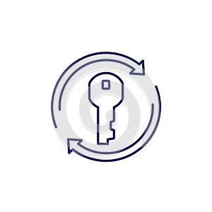 change key line icon on white, vector