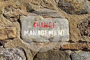 Change management symbol. Concept words Change management on beautiful stone. Beautiful stone wall background. Business change