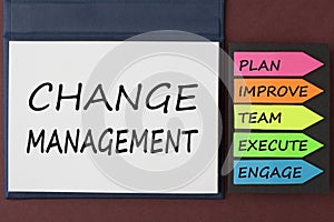 Change Management written on notebook concept