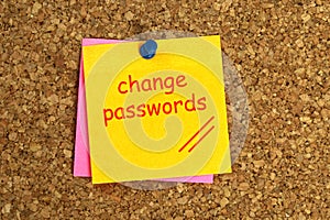 Change passwords word on post it