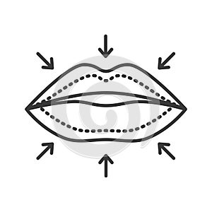 Change shape lips black line icon. Contour plastic. Cosmetology skin care concept. Sign for web page, mobile app, banner, social