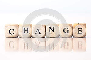 Change, spelled with dice letters