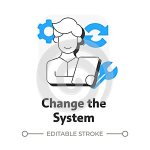 Change system flat outline concept icon