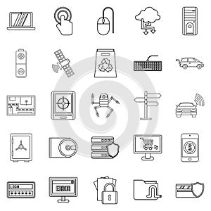 Change in technology icons set, outline style
