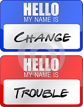 Change and trouble name tags illustration designs