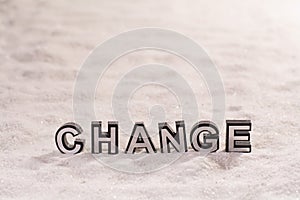 Change word on white sand