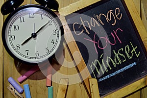 Change Your Mindset on phrase colorful handwritten on chalkboard