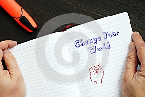Change Your World sign on the sheet