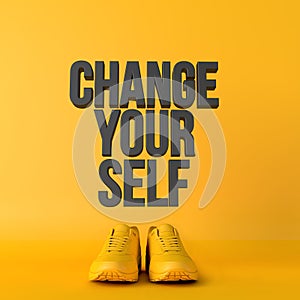 Change yourself motivational workout fitness phrase, 3d Rendering