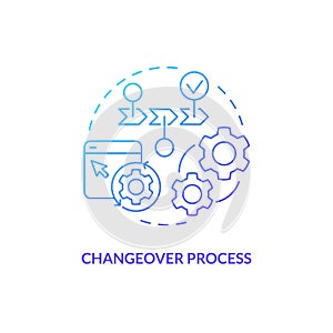 Changeover process blue gradient concept icon