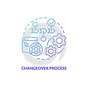 Changeover process blue gradient concept icon photo