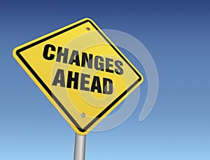 Changes ahead road sign 3d illustration