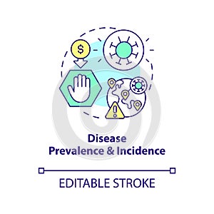 Changes in disease prevalence and incidence concept icon photo