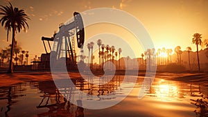 Changes in oil prices caused by the war. Oil price cap concept. Oil drilling rigs in an oil field in the desert. Extracting oil