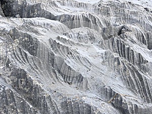 Changes, sharpness, formations, crevices, corrugated and sharp structures in stones