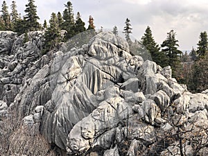 Changes, sharpness, formations, crevices, corrugated and sharp structures in stones