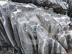 Changes, sharpness, formations, crevices, corrugated and sharp structures in stones