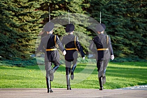 Changing guard soldiers in Alexander's garden near eternal flame