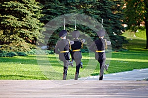 Changing guard soldiers in Alexander's garden near eternal flame