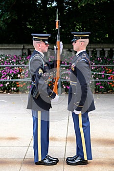 Changing of the guard at the Tomb of the Unknown at Arlington National Cemetery