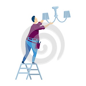 Changing light bulb flat color vector faceless character