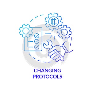 Changing protocols blue gradient concept icon