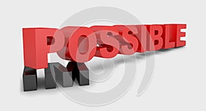 Changing the red word impossible to possible on background