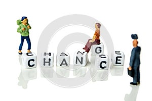 Changing white cubes with word change to chance photo