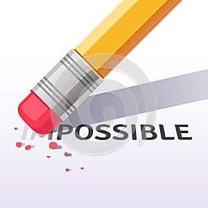 Changing word impossible to possible with eraser