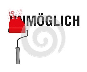 Changing the word impossible to possible with red color