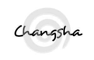 Changsha city handwritten word text hand lettering. Calligraphy text. Typography in black color