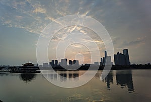 Changsha skyline by Xiangjiang River, Hunan, China