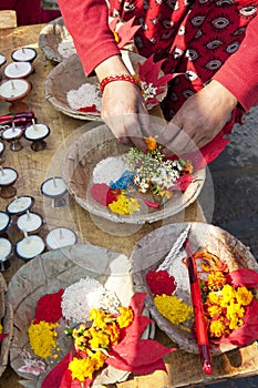 Changu Narayan Temple Prayer Offerings, Nepal