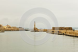 Chania Harbour. Beautiful venetian port with boats