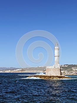 Chania Lighthouse, Crete island, Greece