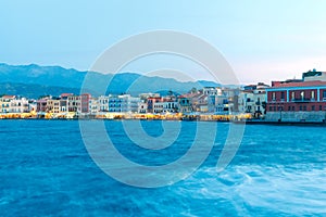 Chania. The old harbor at night.