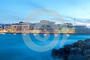 Chania. The old harbor at night.