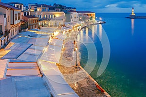 Chania. The old harbor at night.