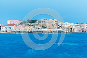 Chania. The old harbor at night.