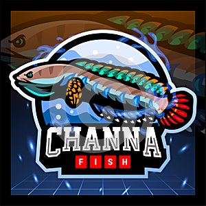 Channa bleheri fish mascot. esport logo design