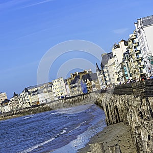 Channel coast and architecture of Saint-Malo, France